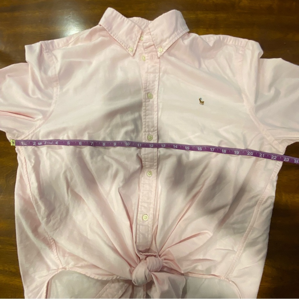Ralph Lauren pink tie front button closure shirt size XL 100% cotton preppy - Picture 10 of 11